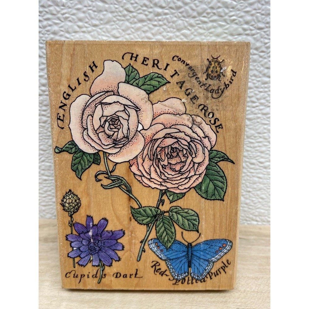 Vintage Rubber Stampede English Rose Collage Wood Mounted Stamp